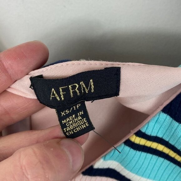 NEW Nordstrom AFRM Striped Bodysuit Double V Mooni Light Pastel Retro Sz XS - Picture 4 of 16